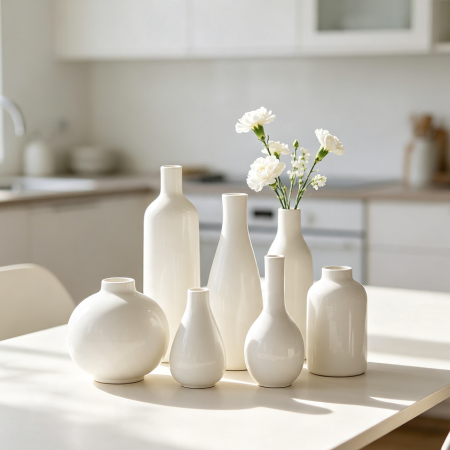 Minimalist White Ceramic Table Vase Collection