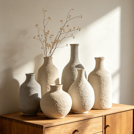 Textured Ceramic Vase Decorative Home Collection