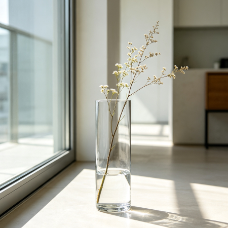 Tall Clear Glass Floral Arrangement Vase