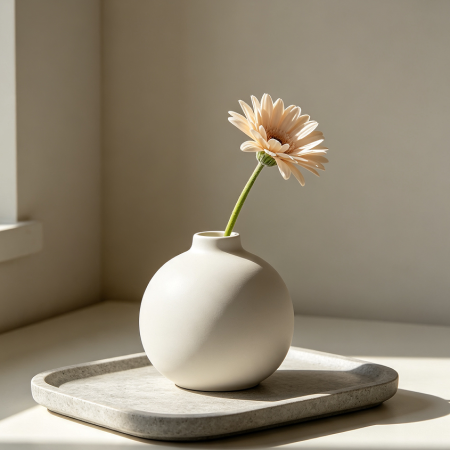 Simple Round Ceramic Decorative Accent Vase